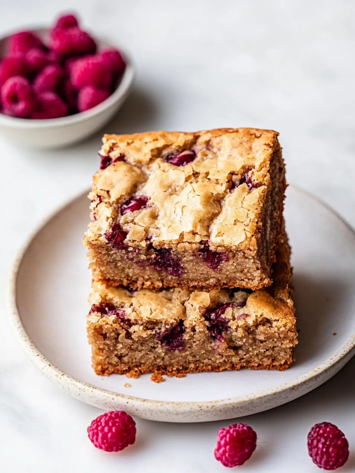 Irresistible Vegan Blondies Bursting with Raspberries 4 Vegan blondies