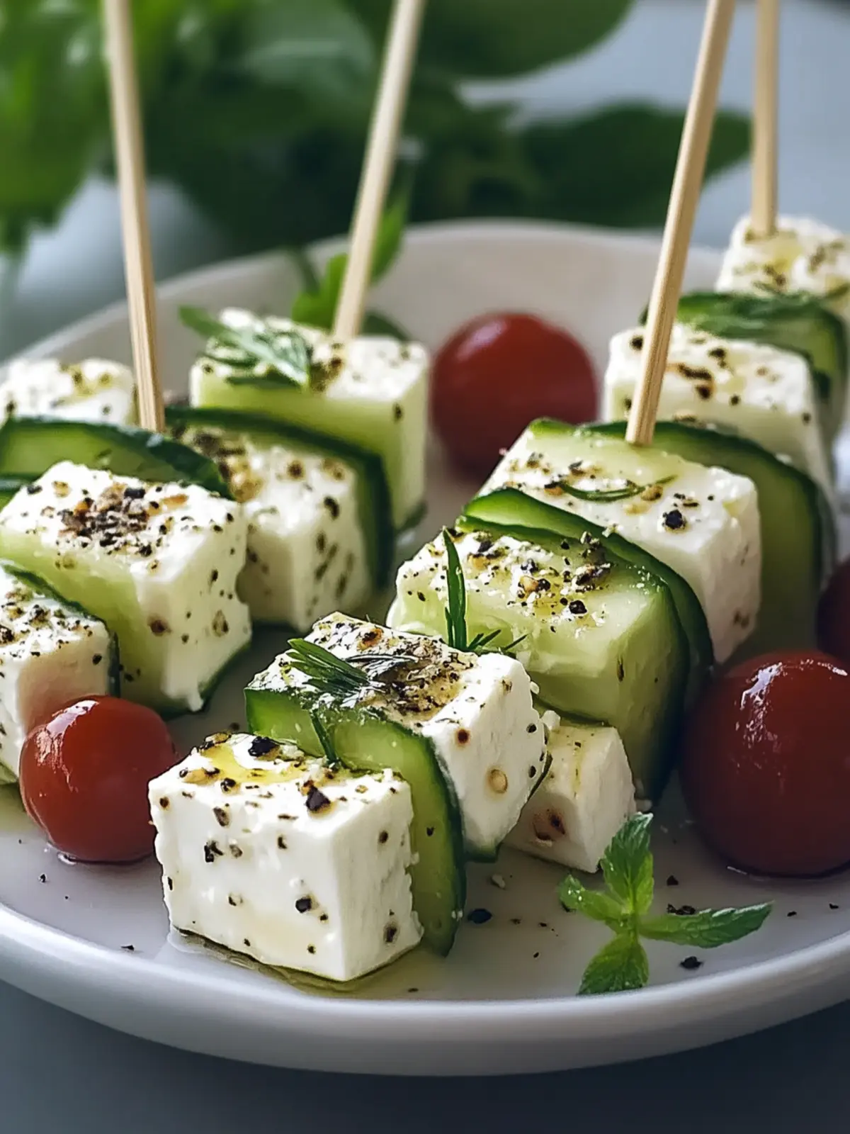 Easy Feta Skewers with Cucumber for Fresh Summer Snacking 2 Feta Skewers with Cucumber