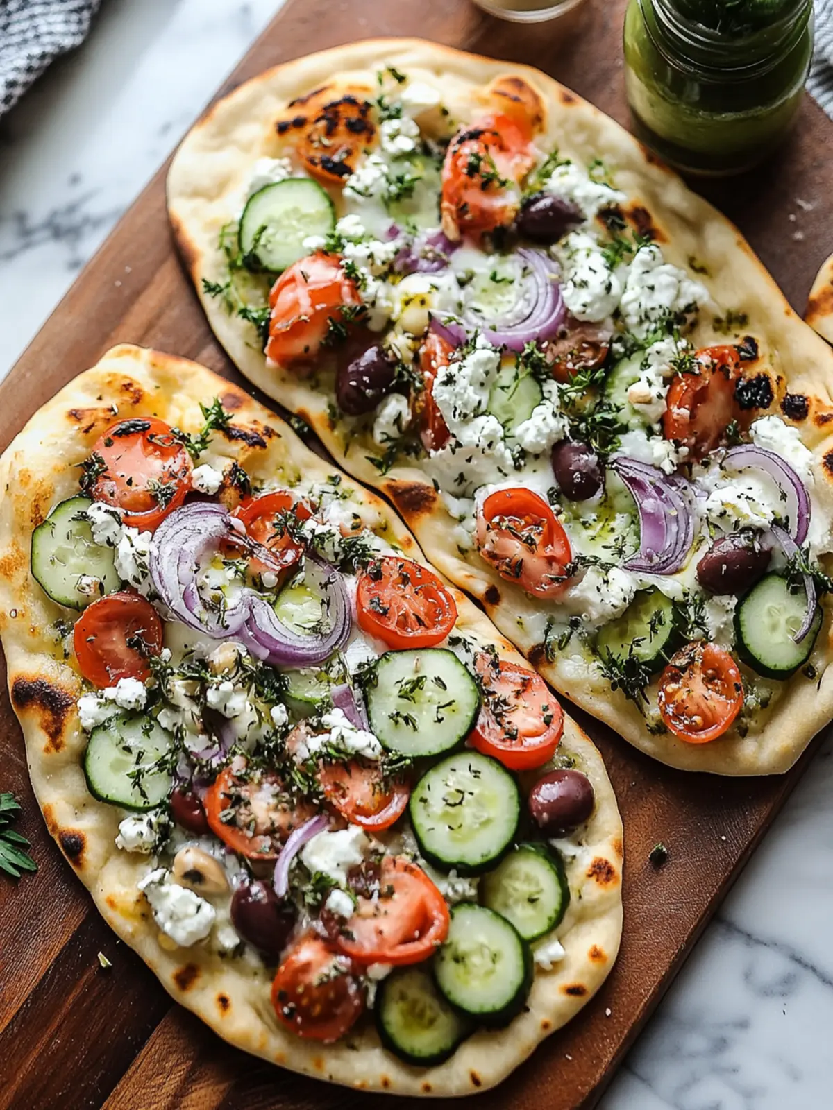 Loaded Mediterranean Naan Pizzas: Quick, Customizable Delights 4 Loaded Mediterranean Naan Pizzas