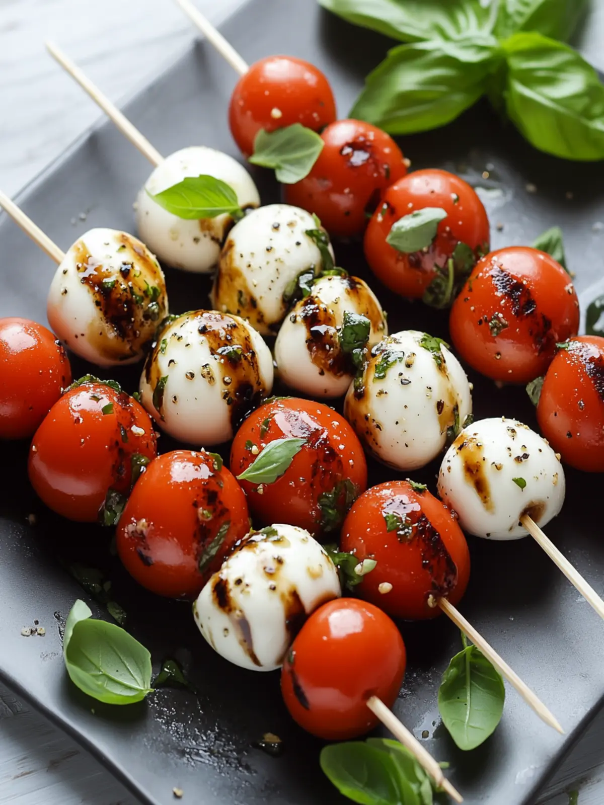 Fresh Caprese Skewers with Balsamic Drizzle in 10 Minutes 4 Caprese Skewers
