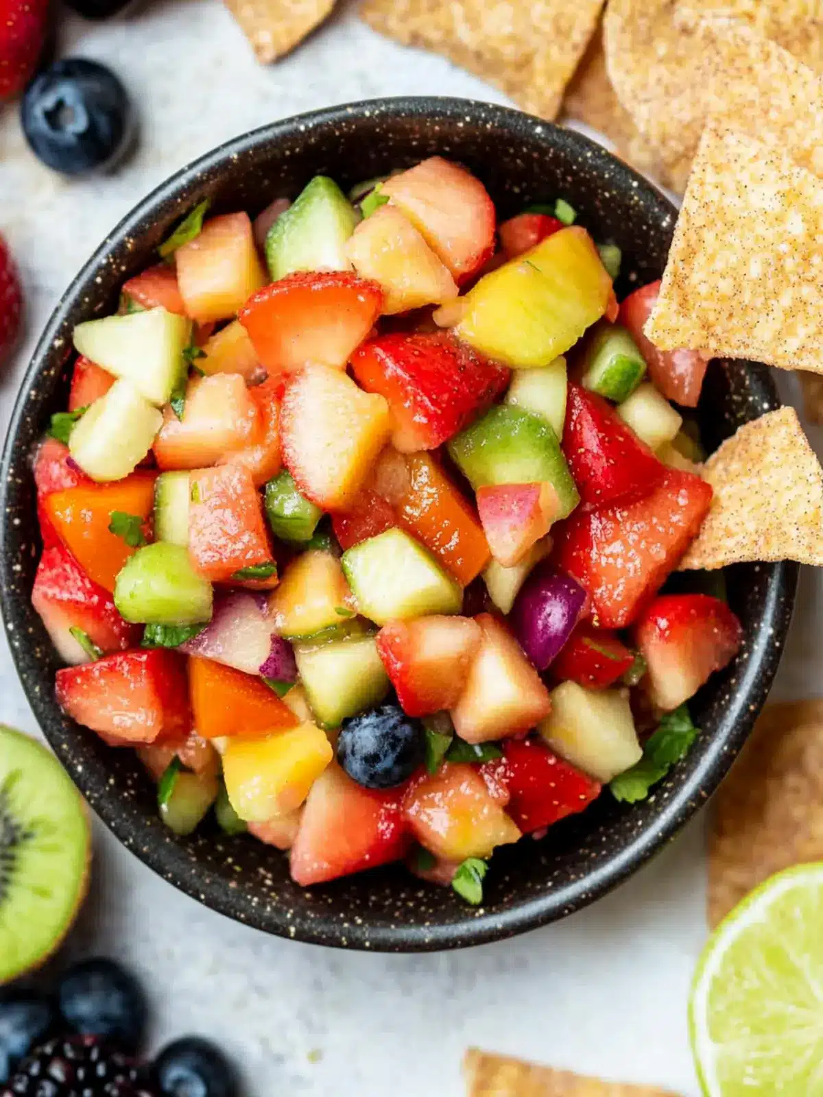 Delicious Fruit Salsa with Cinnamon Chips for Summer Fun 4 Fruit Salsa with Cinnamon Chips