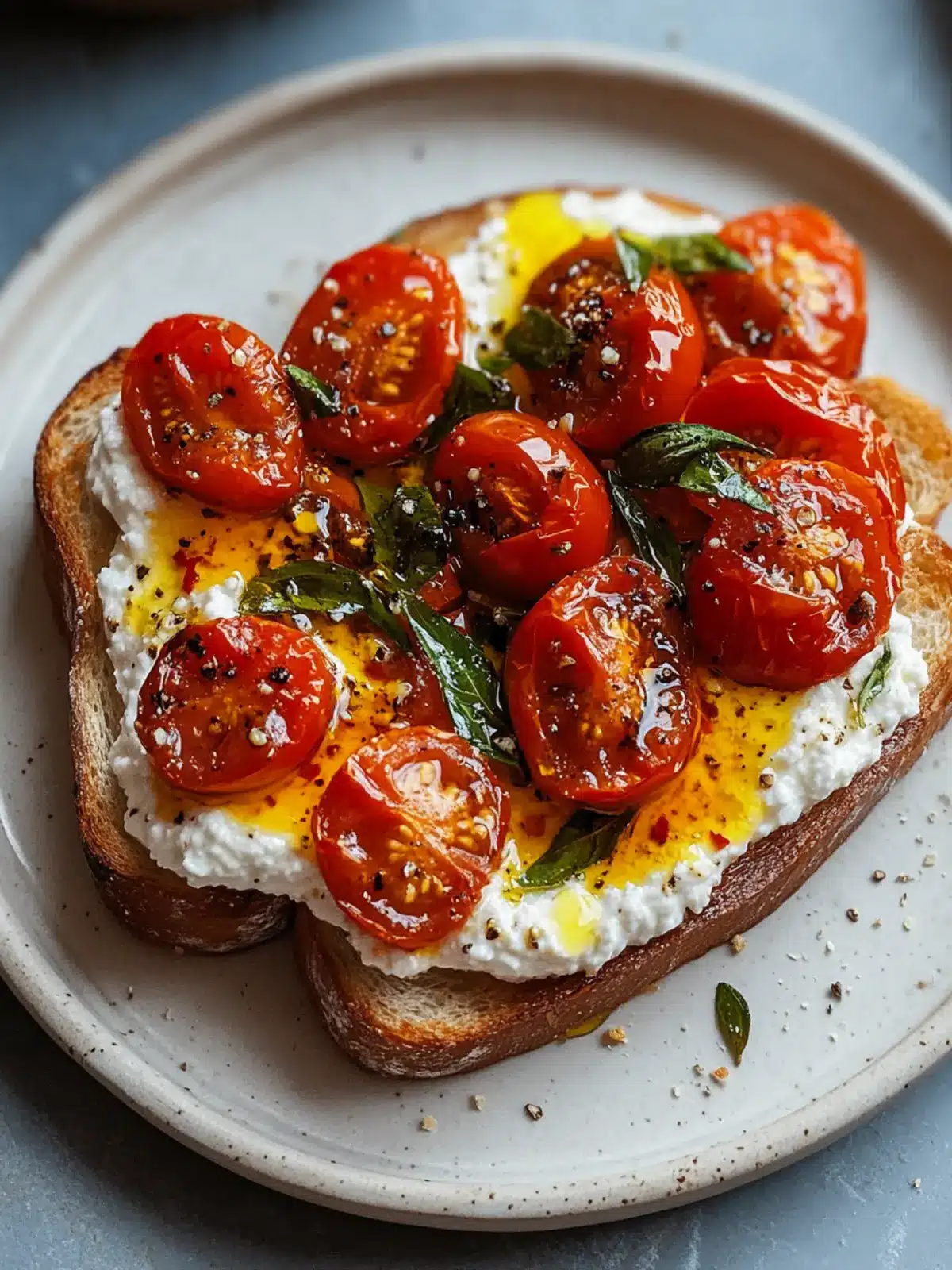 Whipped Ricotta Toast with Roasted Tomatoes & Chili Oil Joy 4 Whipped Ricotta Toast with Roasted Tomatoes & Chili Oil Recipe