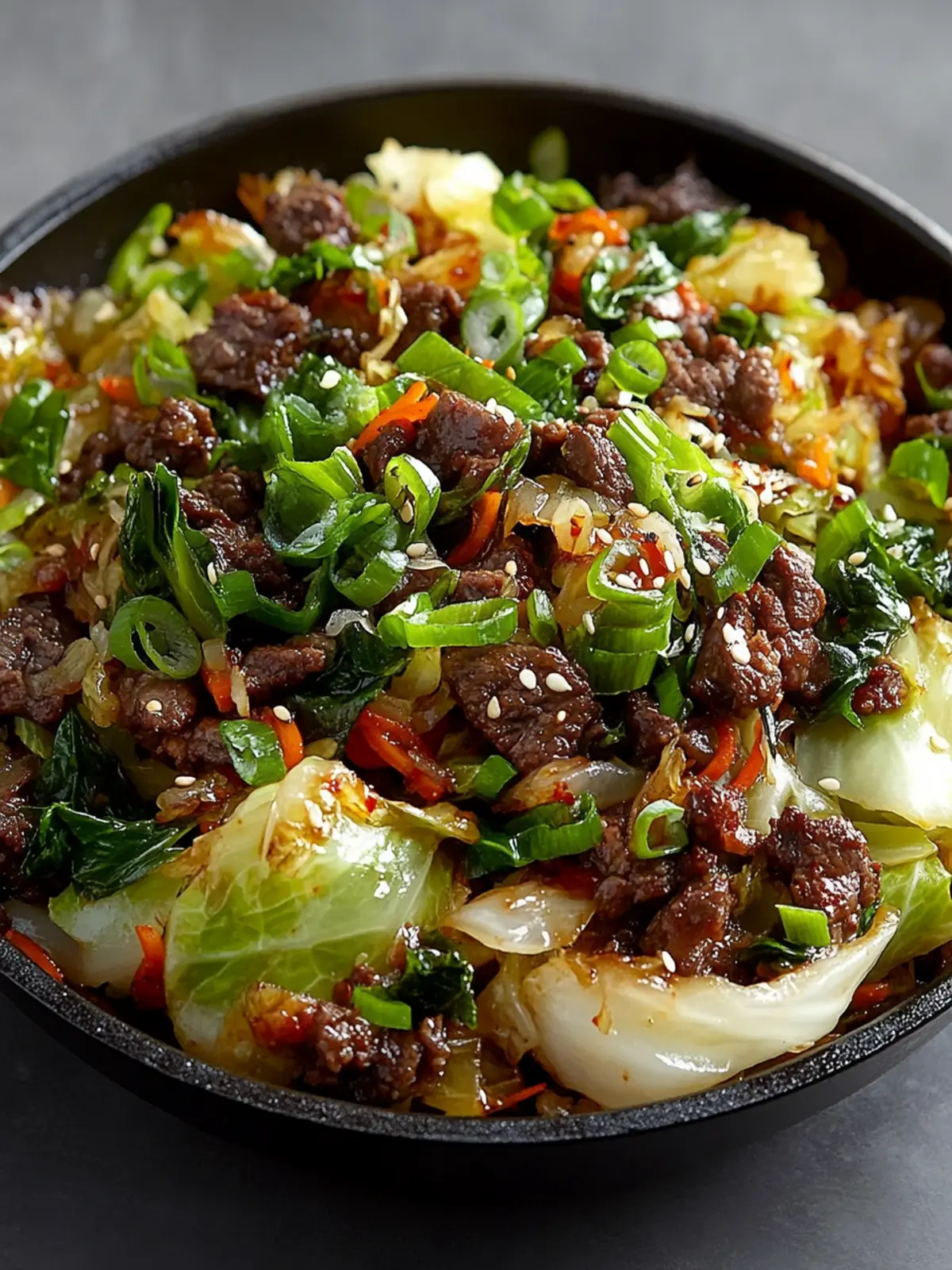 Savory Asian-Inspired Beef & Cabbage Skillet in 30 Minutes 4 Asian-Inspired Beef & Cabbage Skillet