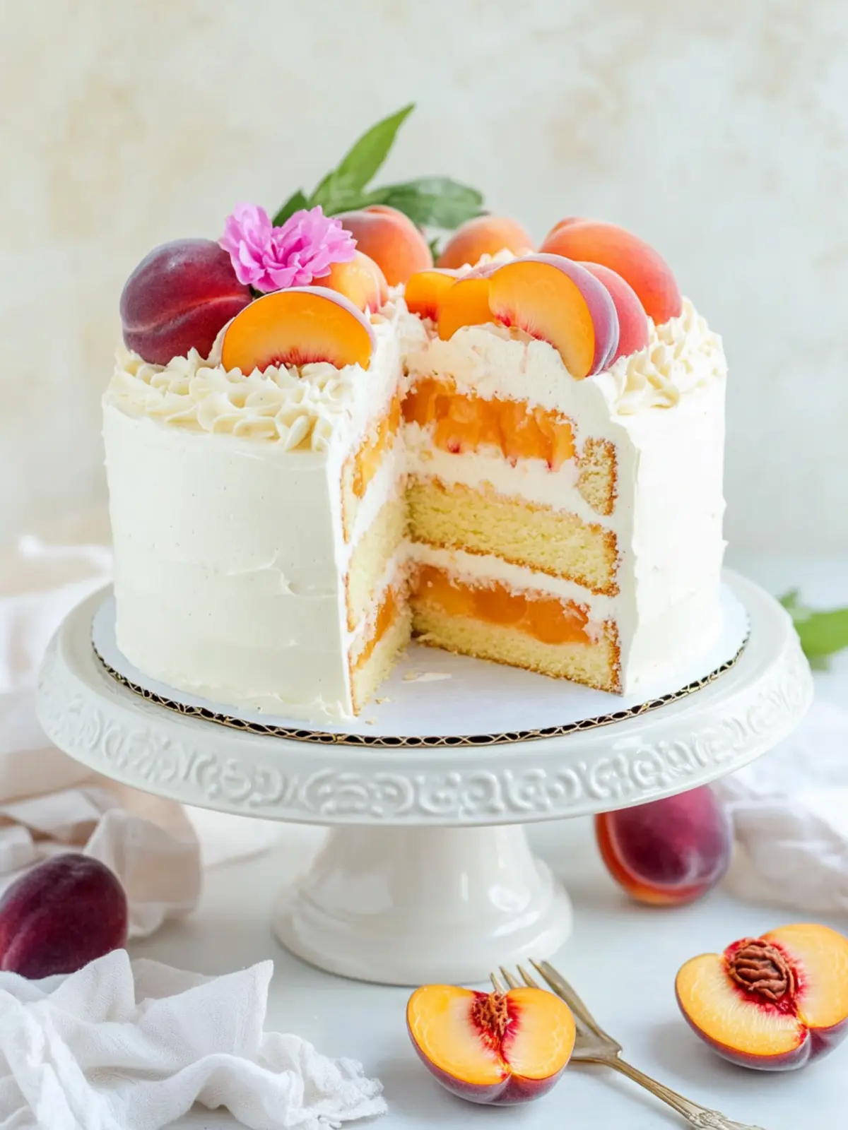 Peaches and Cream Layer Cake: Your Summer Slice of Joy 2 Peaches and Cream Layer Cake