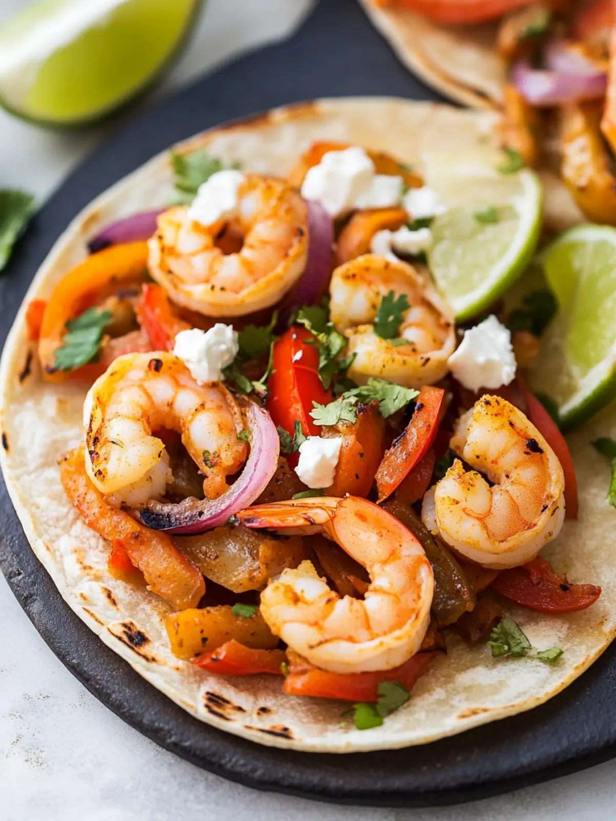 Sizzling Shrimp Fajitas: Quick, Flavor-Packed Delight! 4 Shrimp Fajitas