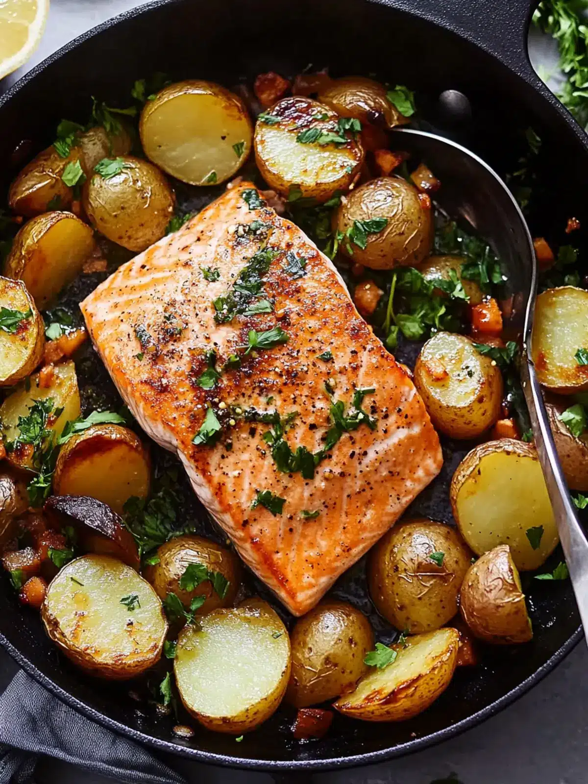 Savory Salmon & Potato Skillet with Creamy Dill Delight 4 Salmon & Potato Skillet