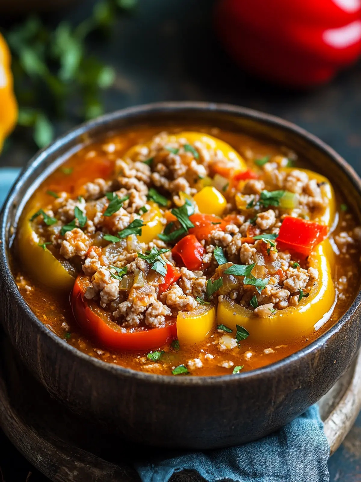 Hearty Stuffed Bell Pepper Soup with Ground Turkey Delight 3 Stuffed Bell Pepper Soup with Ground Turkey