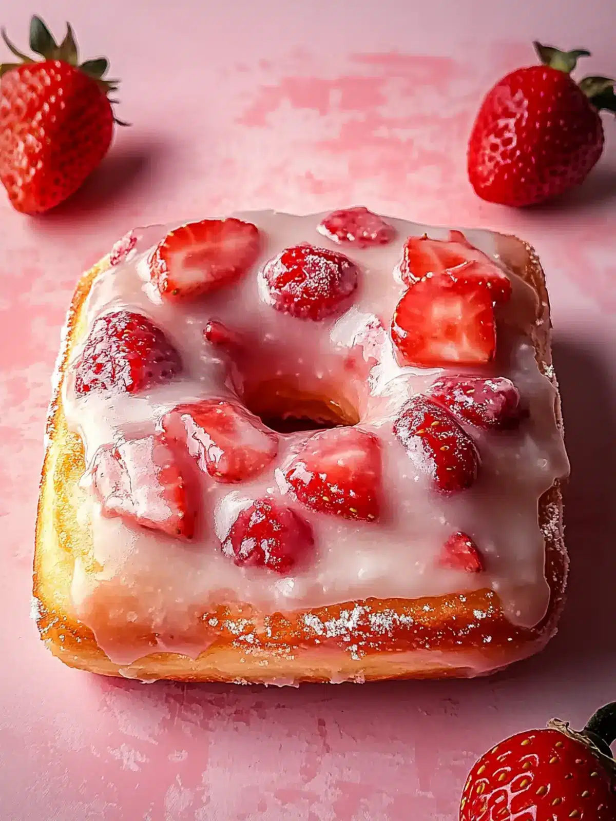 Glazed Strawberry Jam Donut Focaccia: Sweet Comfort Awaits 2 Glazed Strawberry Jam Donut