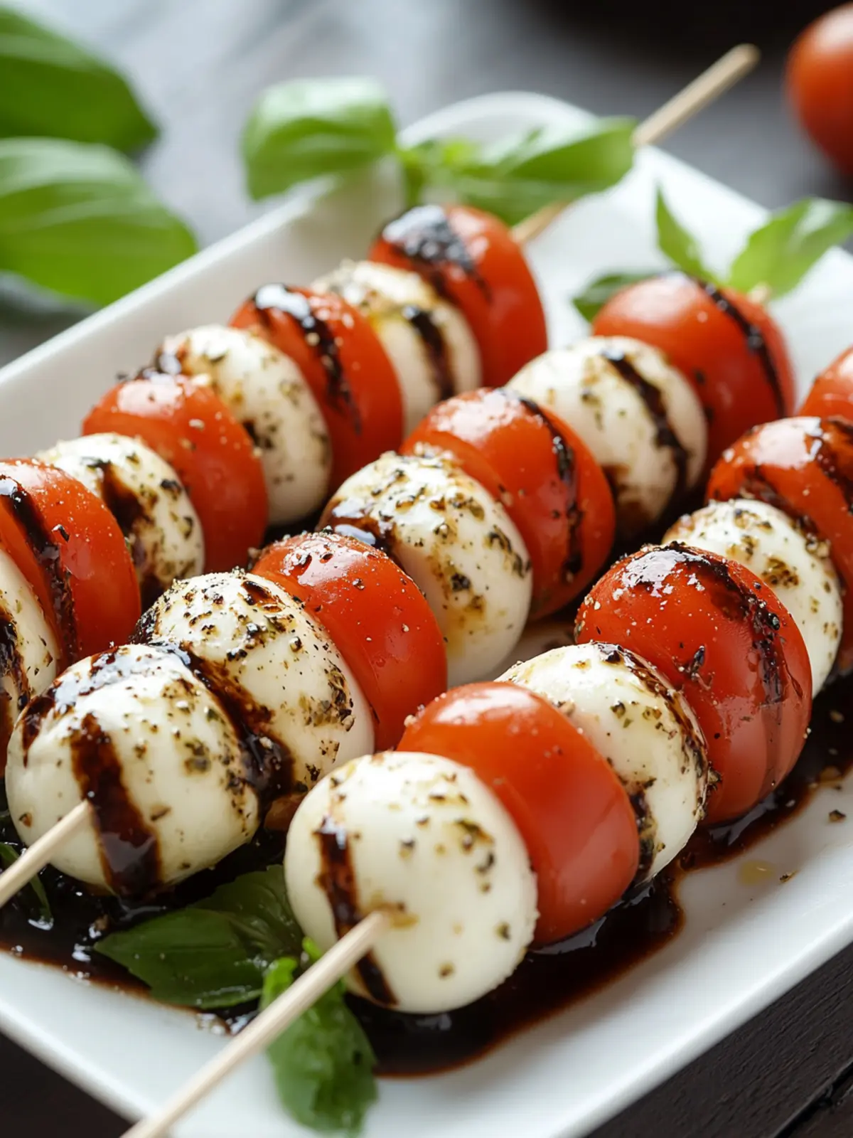 Fresh Caprese Skewers with Balsamic Drizzle in 10 Minutes 2 Caprese Skewers
