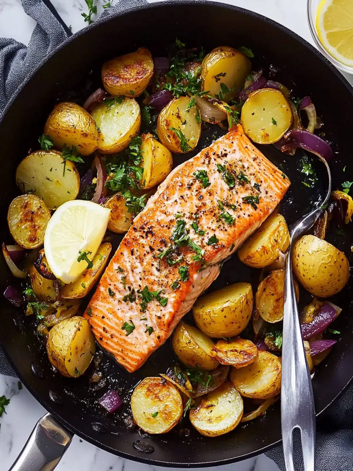 Savory Salmon & Potato Skillet with Creamy Dill Delight 2 Salmon & Potato Skillet