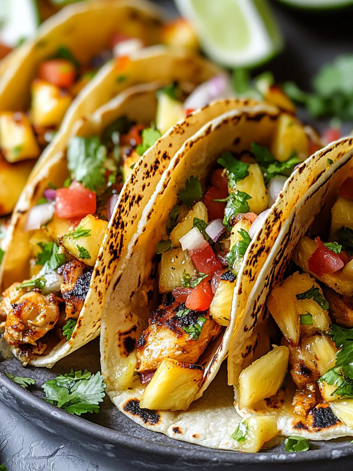 Zesty Chili Lime Chicken Tacos with Sweet Grilled Pineapple Salsa 4 Chili Lime Chicken Tacos with Grilled Pineapple Salsa