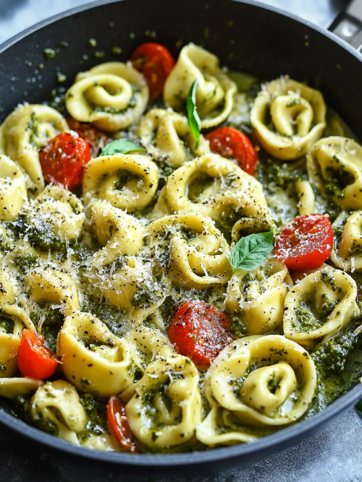 Creamy Pesto Tortellini Skillet: Quick Comfort in Every Bite 4 Creamy Pesto Tortellini Skillet