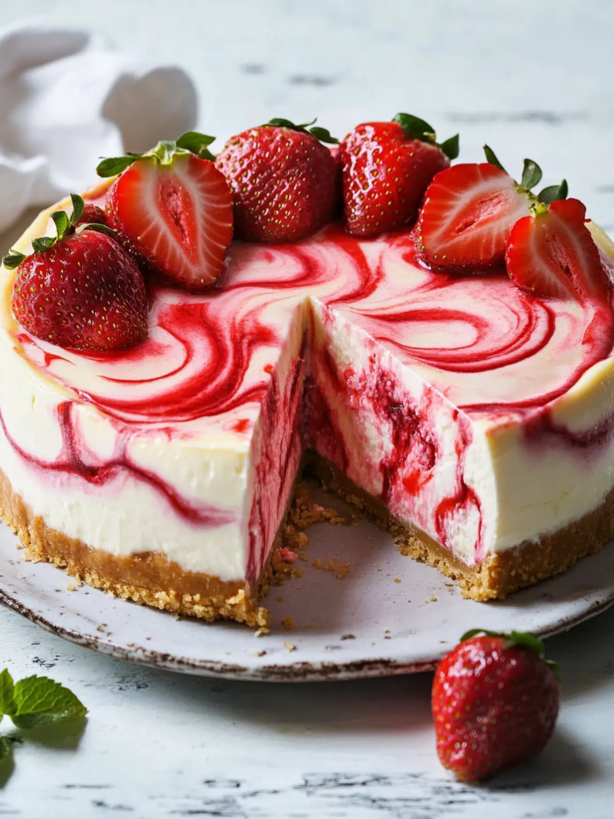 Decadent Strawberry Swirl Cheesecake to Wow Your Guests 4 Strawberry Swirl Cheesecake