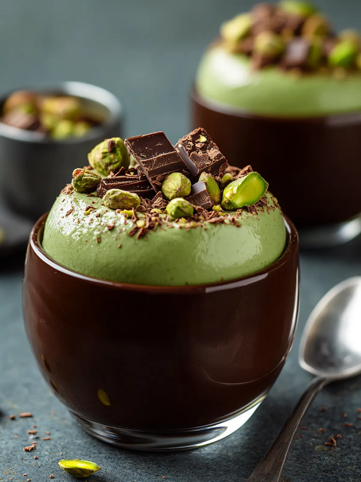 Decadent Pistachio Mousse with Irresistible Chocolate Ganache 4 Pistachio Mousse with Chocolate Ganache