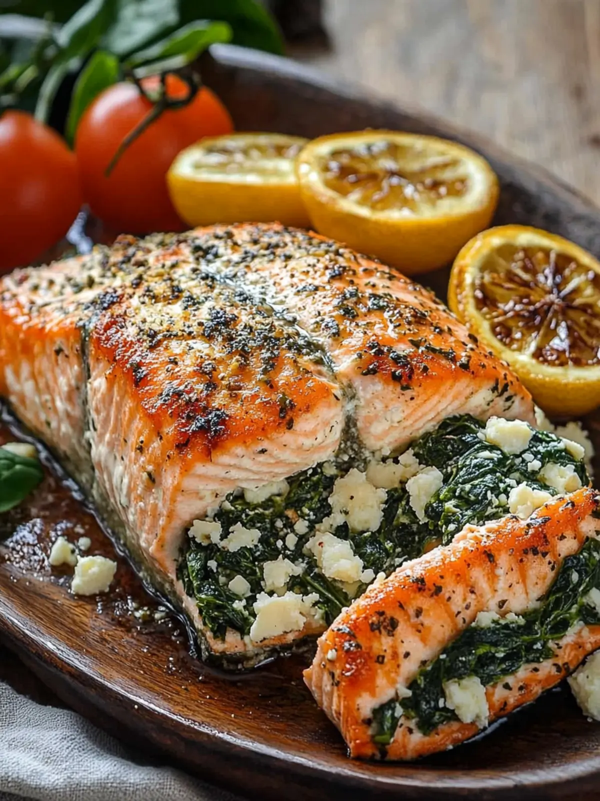 Baked Feta Spinach Stuffed Salmon That's Pure Comfort Joy 4 Baked Feta Spinach Stuffed Salmon