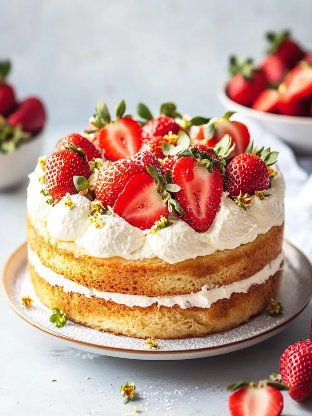 Delicious White Chocolate Vegan Sponge with Strawberries 3 White chocolate vegan sponge with strawberries