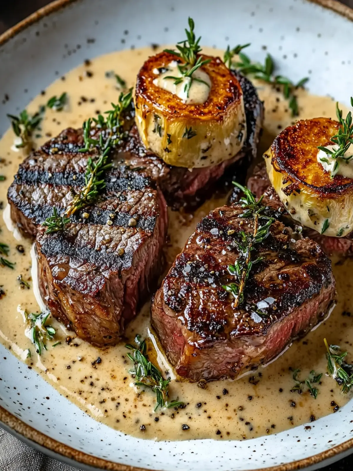 Savory Seared Steak with Bourbon Garlic Cream Sauce Delight 3 Seared Steak with Bourbon Garlic Cream Sauce