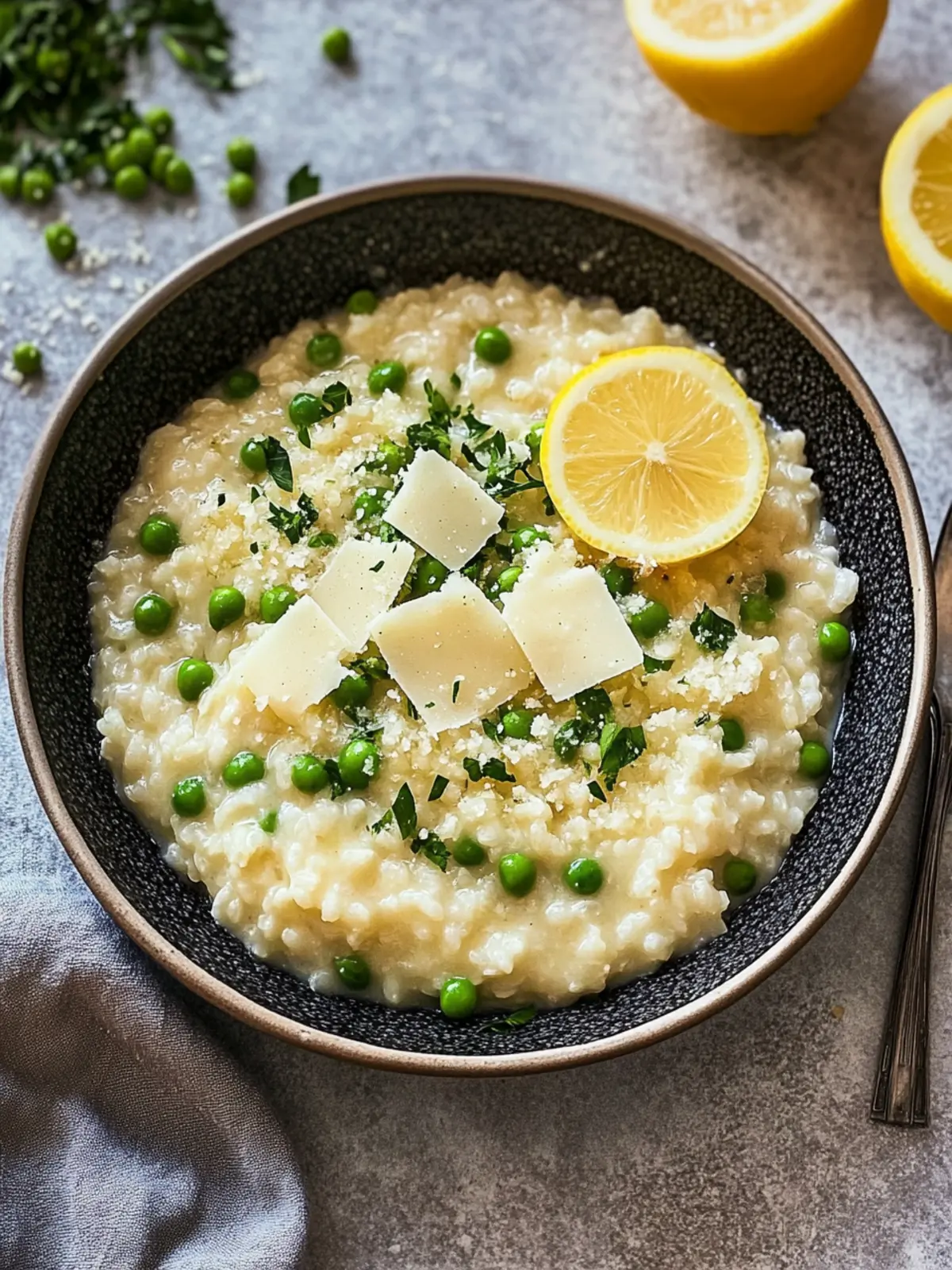 Easy Baked Risotto with Lemon, Peas & Parmesan Bliss 2 Baked Risotto with Lemon, Peas & Parmesan