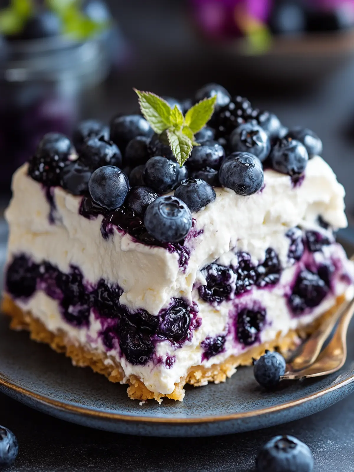 No-Bake Blueberry Cream Cheesecake Lasagna You'll Love 4 Blueberry Cream Cheesecake Lasagna