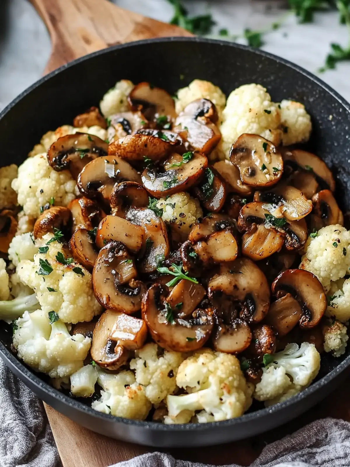 Savory Garlic Mushrooms Cauliflower Skillet in 30 Minutes 4 Garlic Mushrooms Cauliflower Skillet