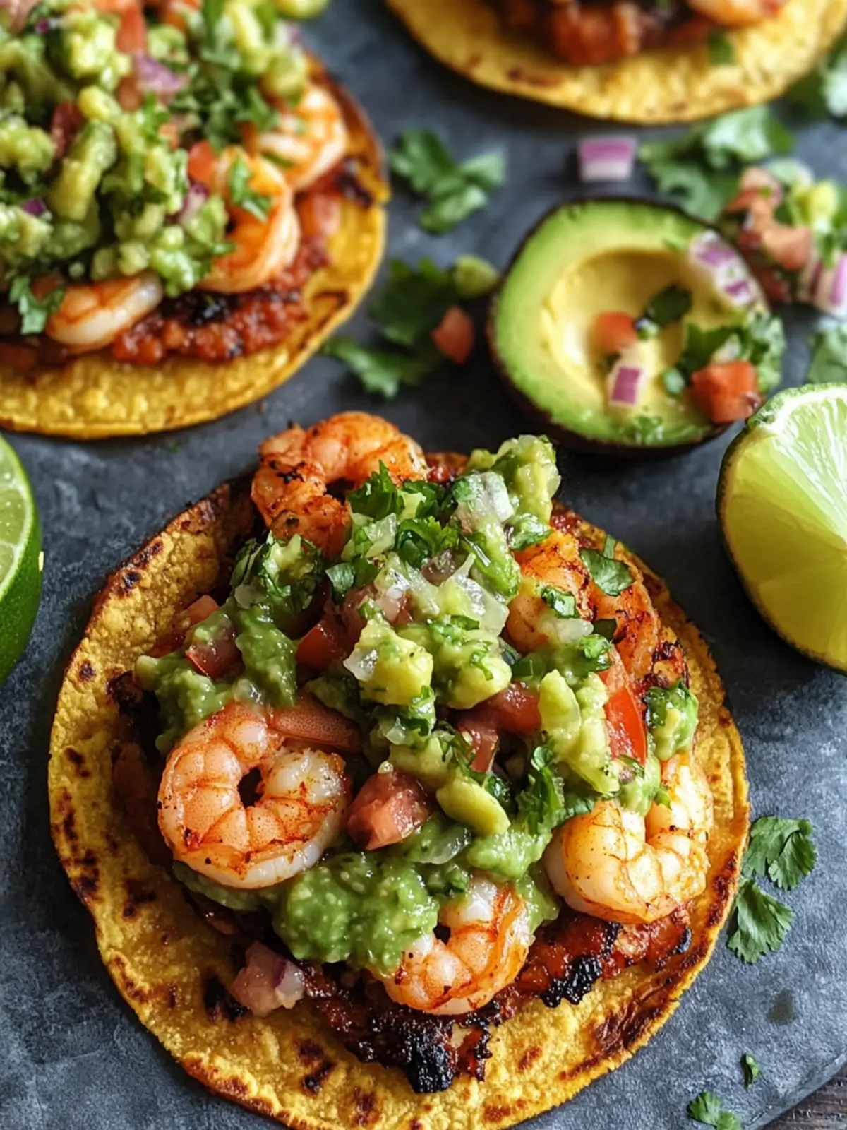Zesty Shrimp Tostadas with Guac & Fresh Salsa Bliss 2 Shrimp Tostadas with Guac & Fresh Salsa