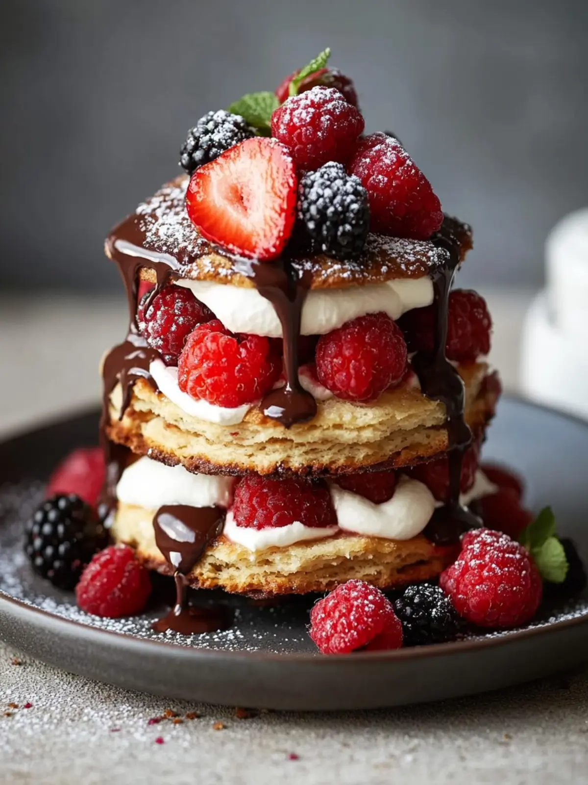 Chocolate Berry Biscuit Stack: No-Bake Delight Everyone Loves 3 Chocolate Berry Biscuit Stack