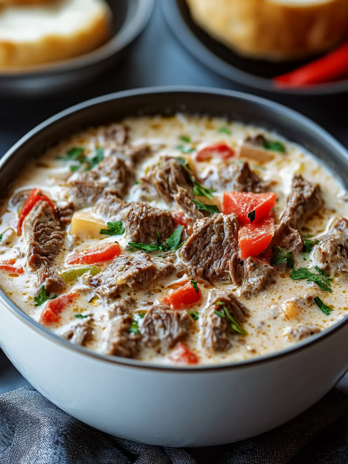 Creamy Philly Cheese Steak Soup for Ultimate Cozy Nights 3 Creamy Philly Cheese Steak Soup