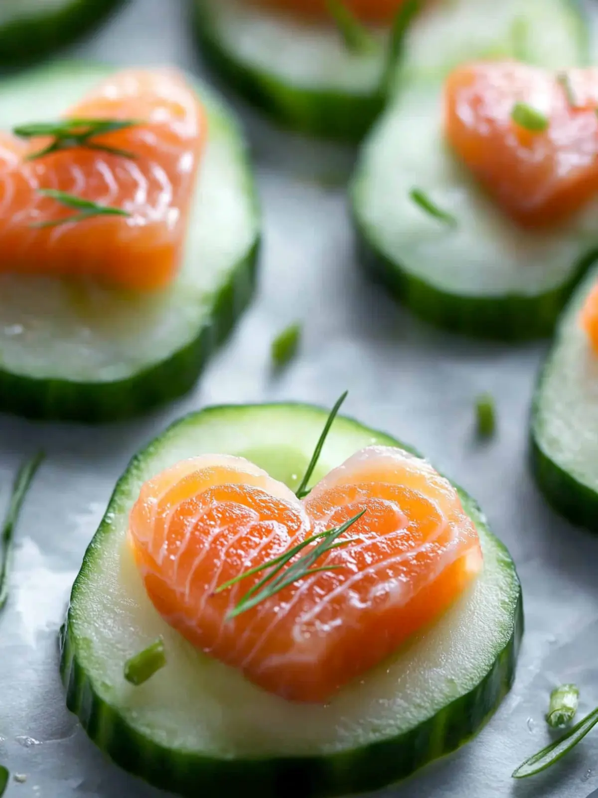 Cucumber Slices with Smoked Salmon Hearts: Easy Elegant Bites 3 Cucumber Slices with Smoked Salmon Hearts