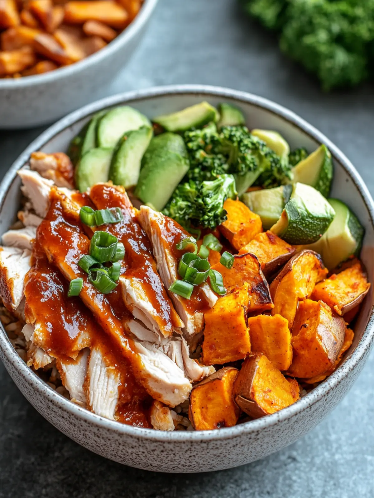 Savor Easy BBQ Chicken & Roasted Sweet Potato Bowls Tonight 4 Easy BBQ Chicken & Roasted Sweet Potato Bowls