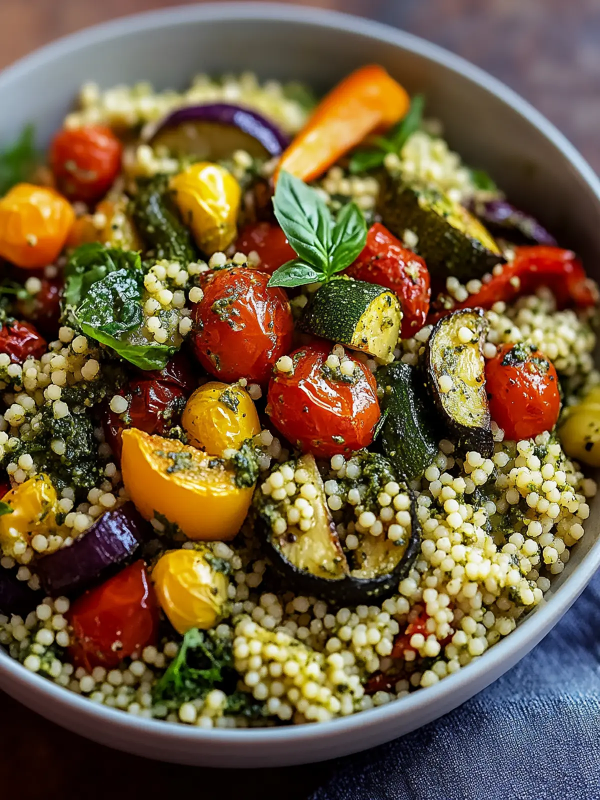 Roasted Veggie Pesto Couscous for a Flavorful Weeknight Feast 3 Roasted Veggie Pesto Couscous