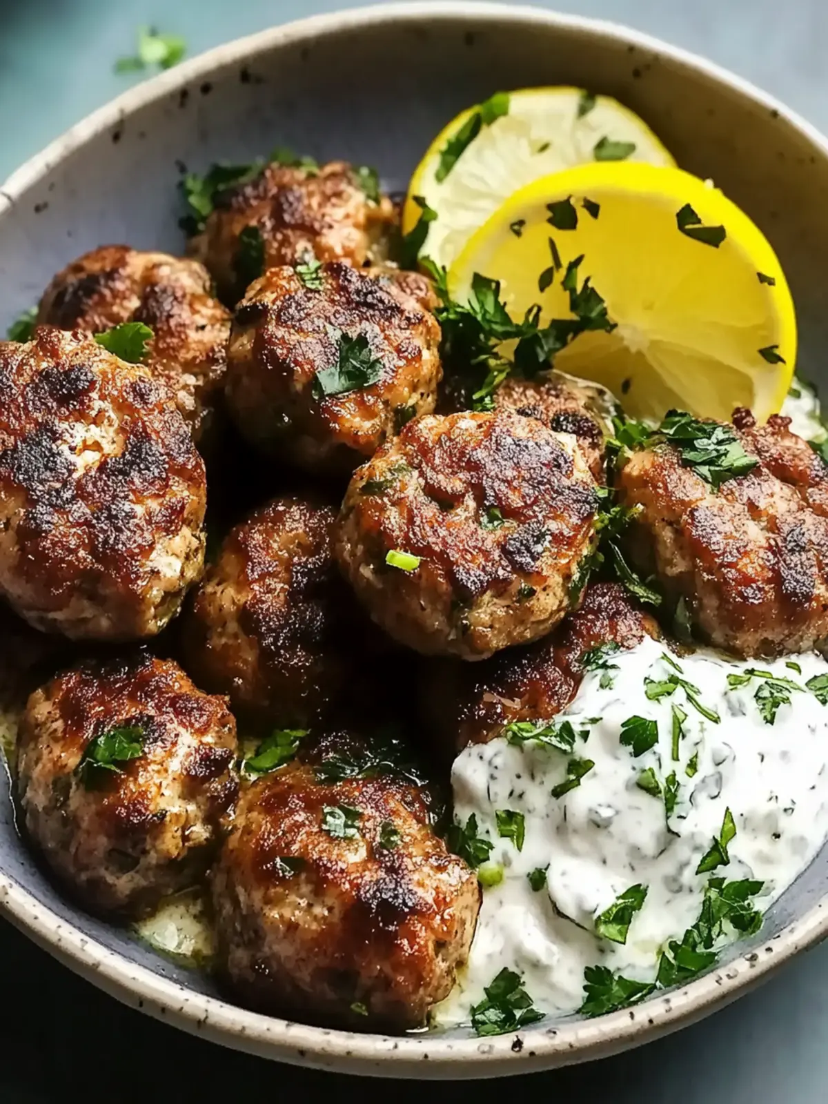 Savory Chicken Kofta with Creamy Garlic Yogurt Sauce Bliss 3 Chicken Kofta with Creamy Garlic Yogurt Sauce
