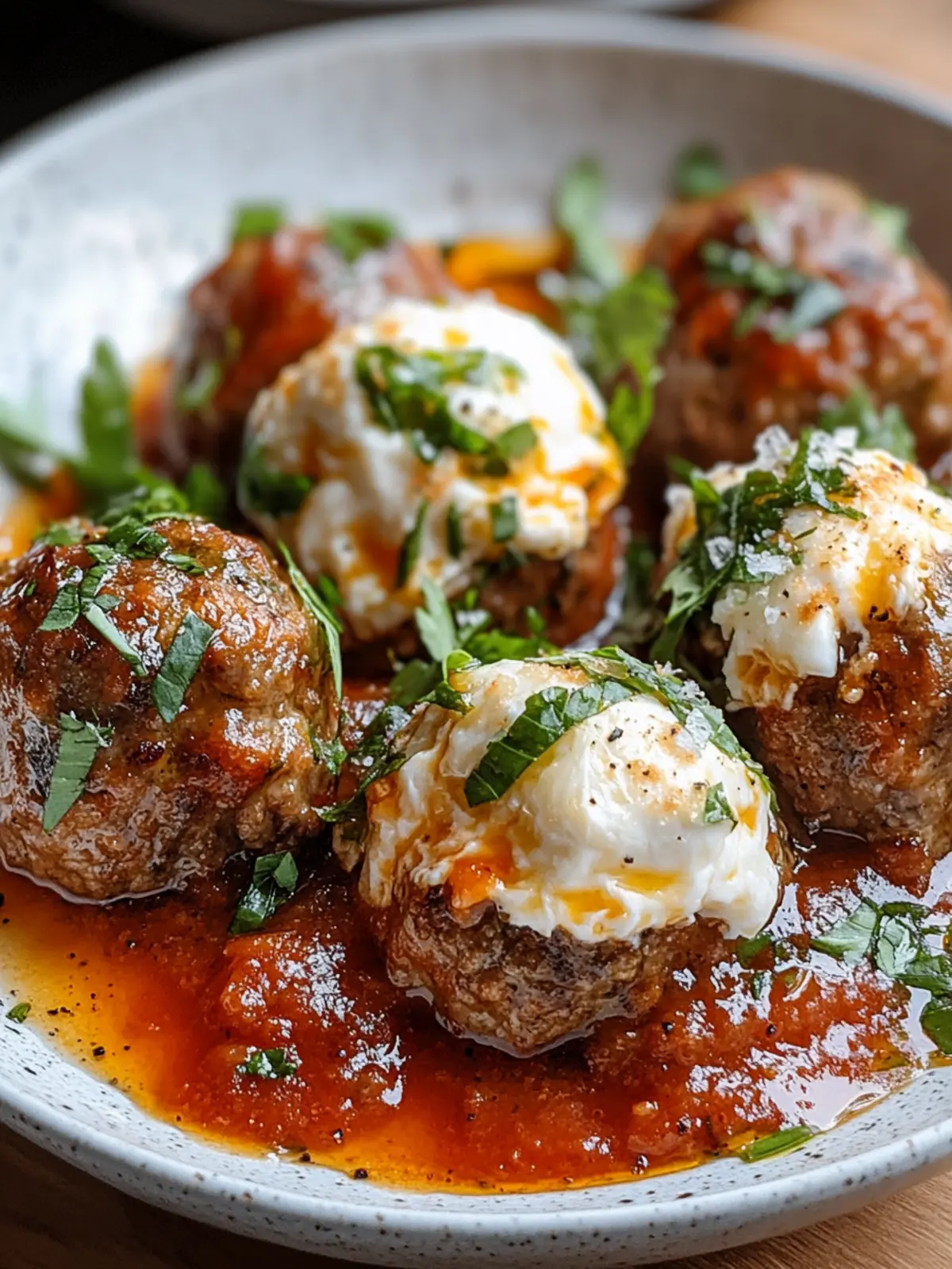 Savory Burrata-Stuffed Meatballs for Ultimate Comfort Food 3 Burrata-Stuffed Meatballs