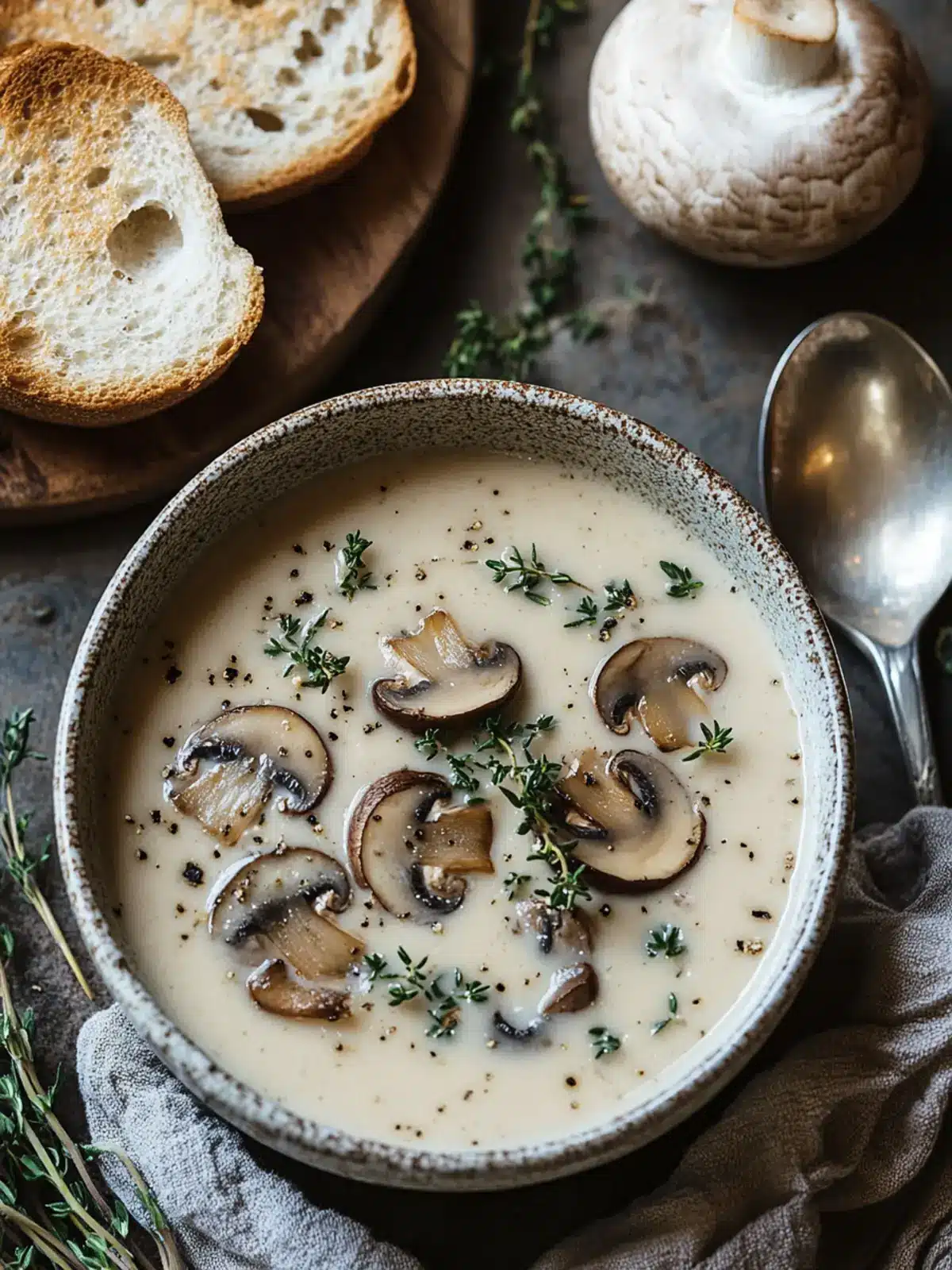 Creamy Mushroom Soup with Thyme and Garlic Bliss 2 Mushroom Soup with Thyme and Garlic