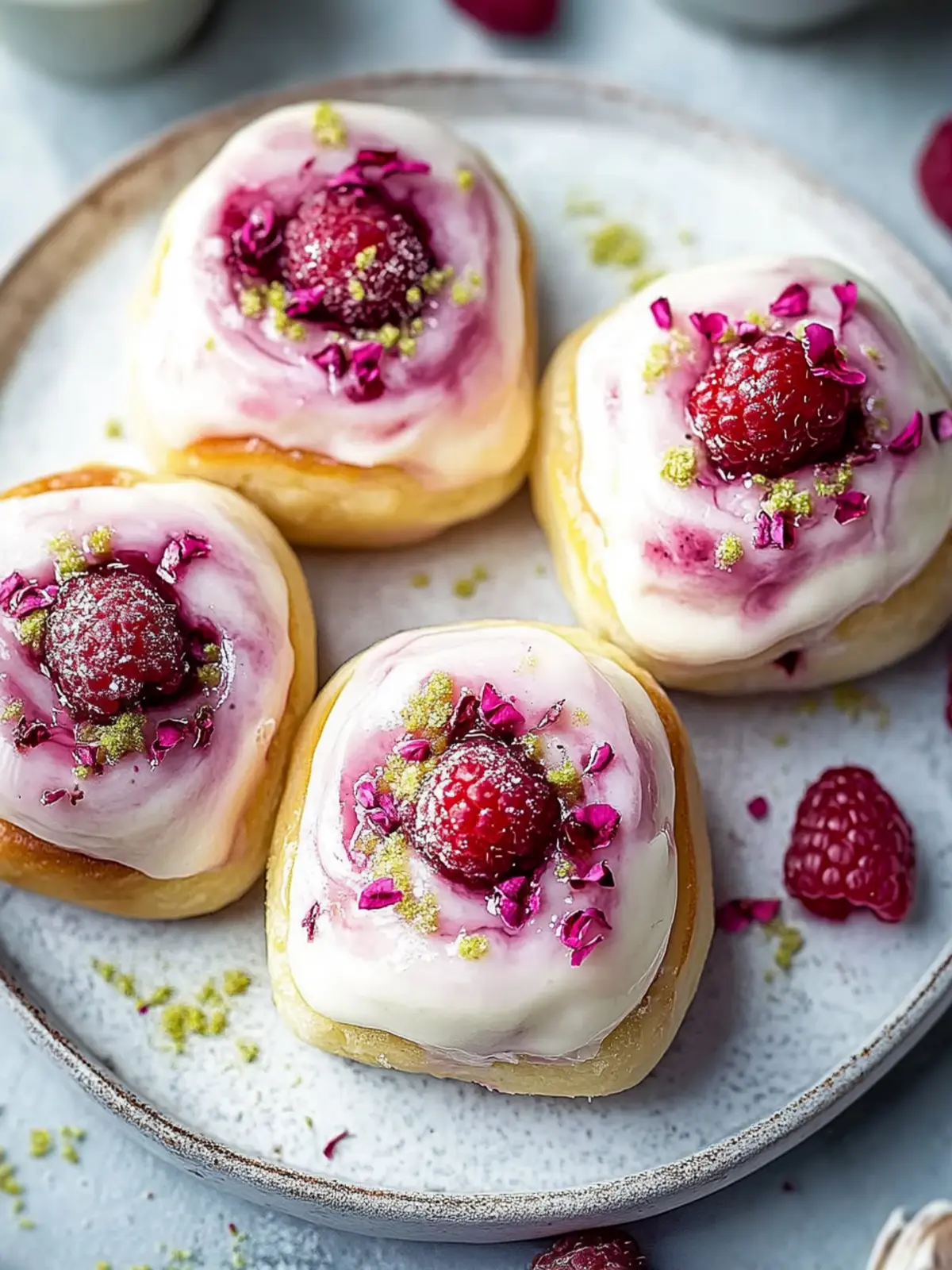 Raspberry and Rose Cheesecake Buns for an Elegant Treat 4 Raspberry and Rose Cheesecake Buns