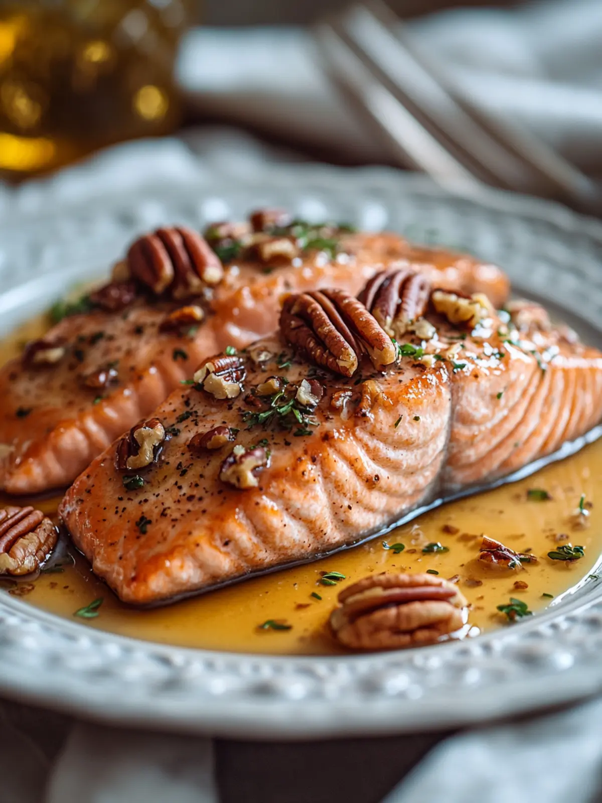 Maple Glazed Salmon with Pecans for a Quick Gourmet Delight 4 Maple Glazed Salmon with Pecans