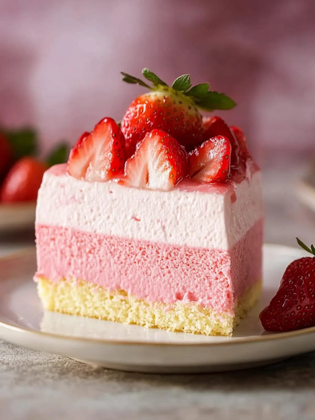 Delicious Strawberry Mousse Cake That Melts in Your Mouth 3 Strawberry Mousse Cake