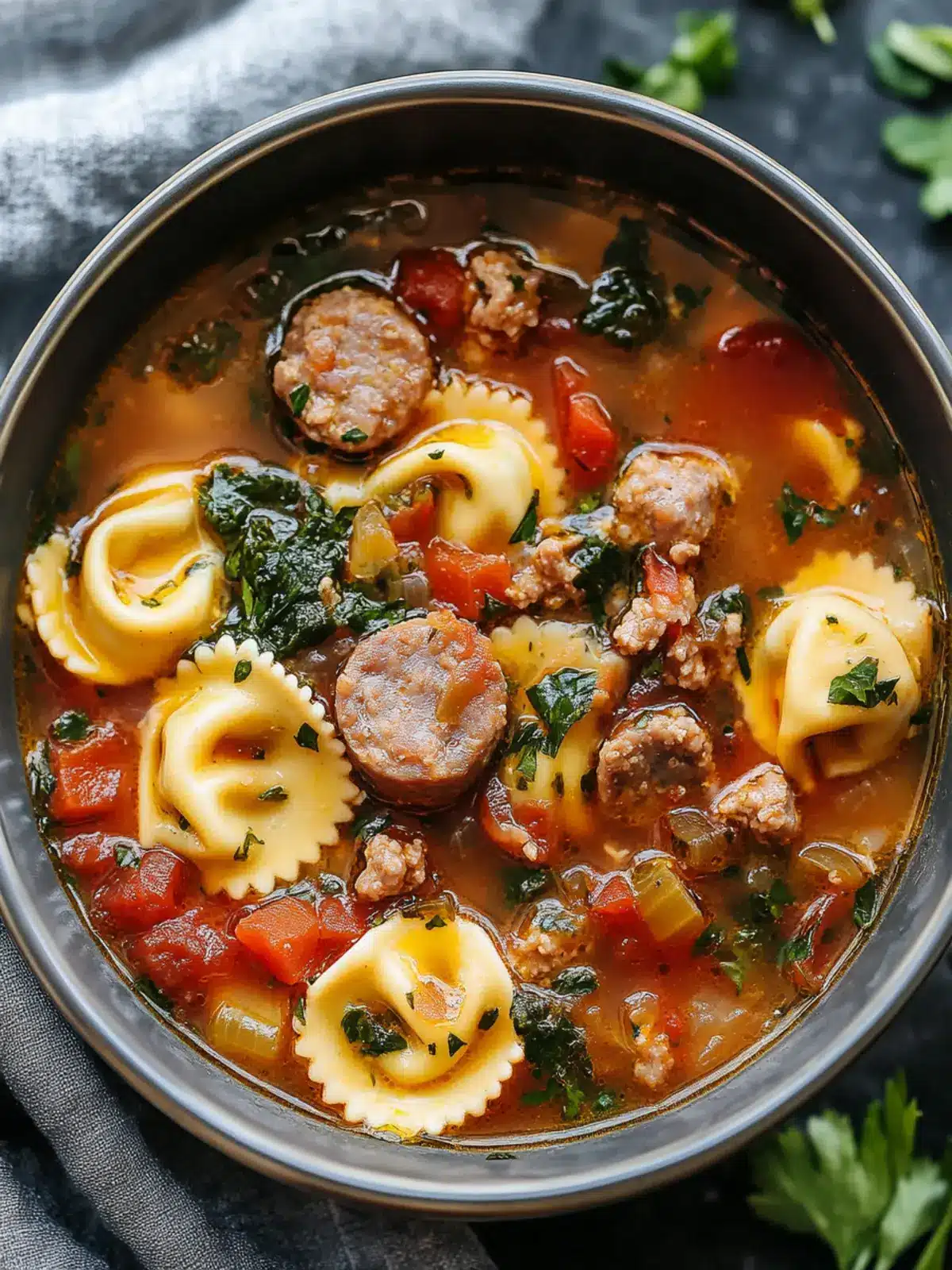 Comforting Easy Crockpot Sausage & Tortellini Soup for Cozy Nights 4 Easy Crockpot Sausage & Tortellini Soup
